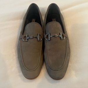 Gray suede loafers